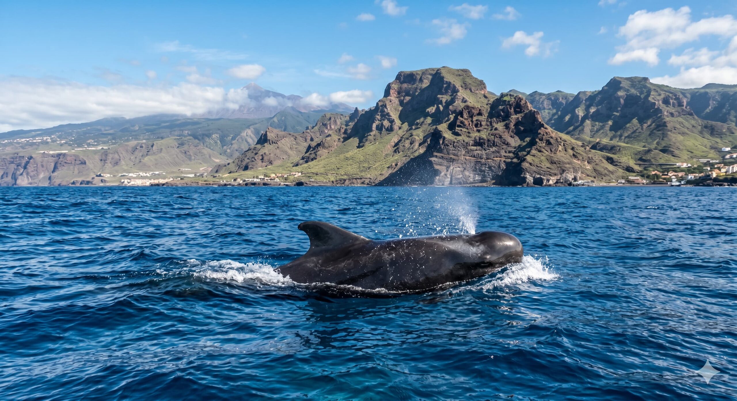 Grindwal im tiefblauen Atlantischen Ozean vor der Küste von Teneriffa